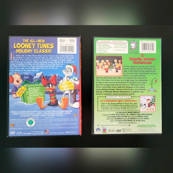 Set of 2 Holiday Classic Childrens movies -Christmas-Looney Tunes -Charlie Brown - Picture 2 of 3